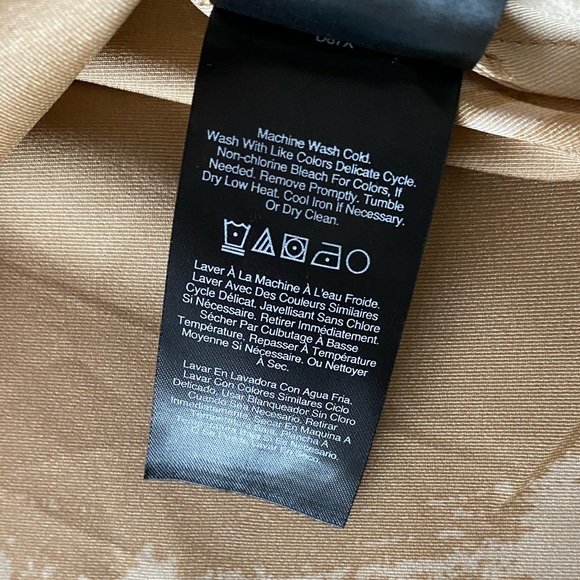 ✨NWT✨Donna Karan New York | Gold Satin Zipper/Gathered Neckline Blouse Sz XL - Picture 11 of 14